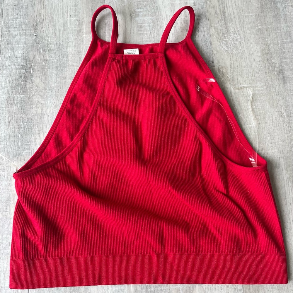 BOZZOLO Red Ribbed Tank Top Size M/L - Picture 5 of 5